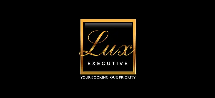 Lux Executive logo with gold and black design.